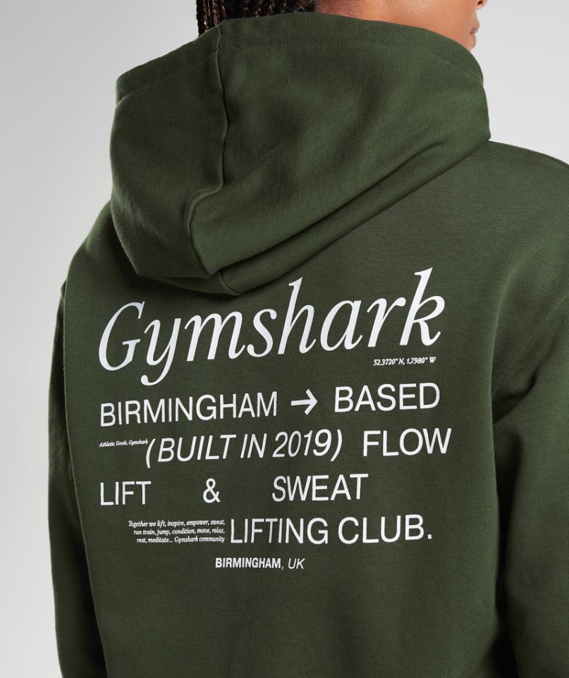 Bluzy Z Kapturem Gymshark Social Club Oversized Damskie Oliwkowe | PL 182WBJ